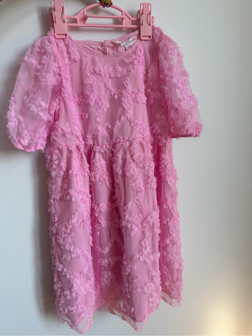 NEW H&M Light Pink Net Floral Applique Party Dress
